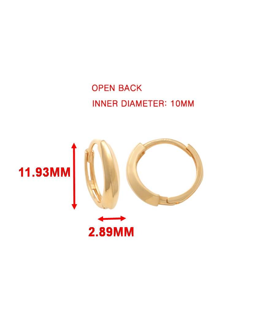 real 10k solid yellow gold designer polish hoop huggie earrings