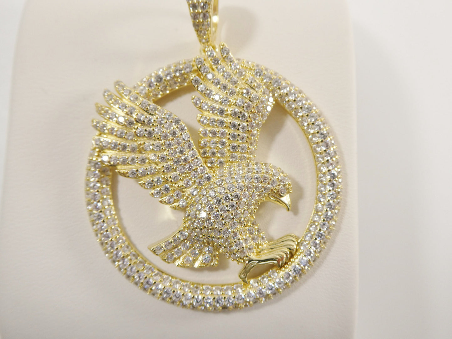 real 925 sterling silver full stone setting large eagle pendent