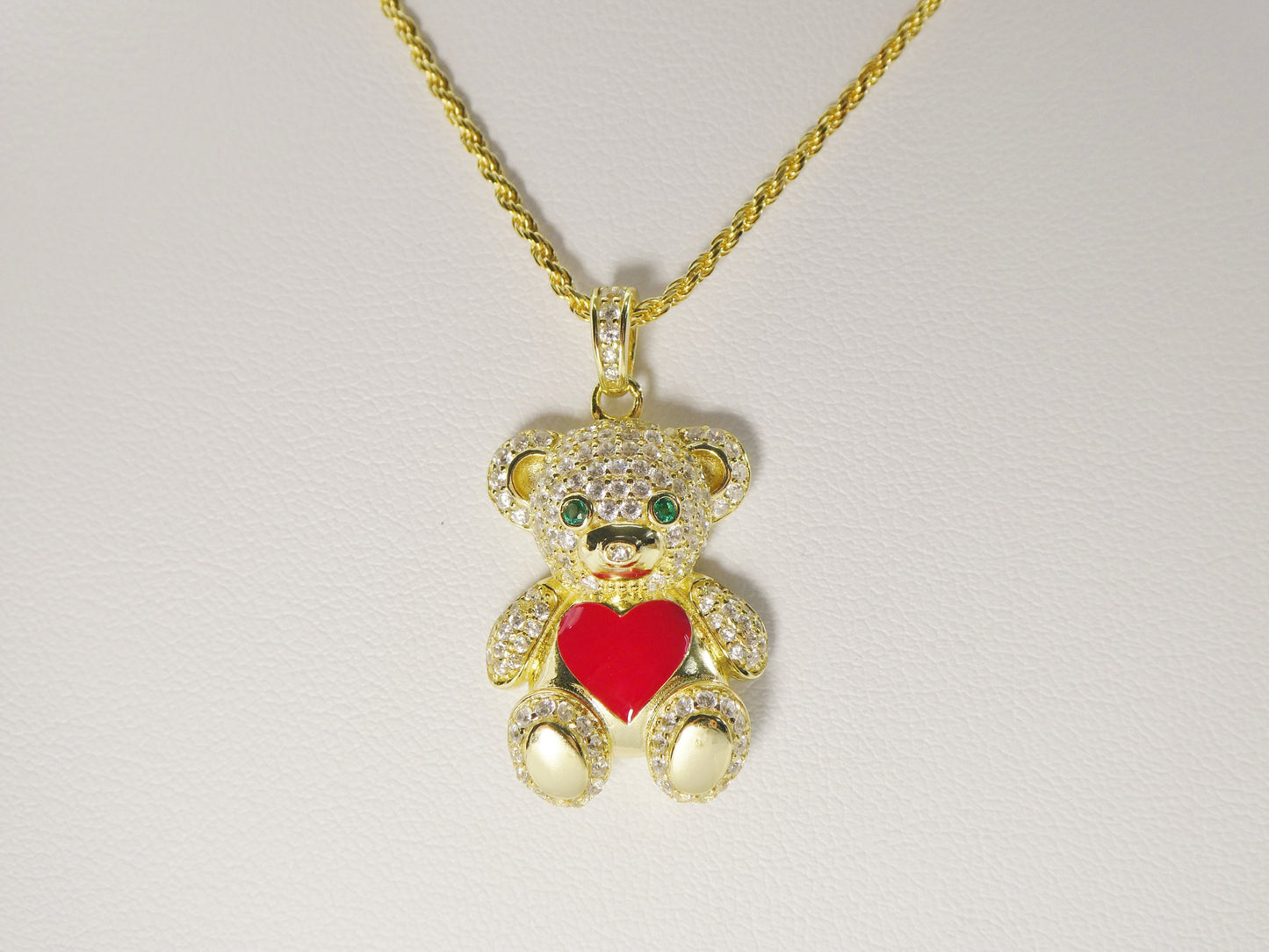 925 sterling silver enamel color teddy bear pendent set charm