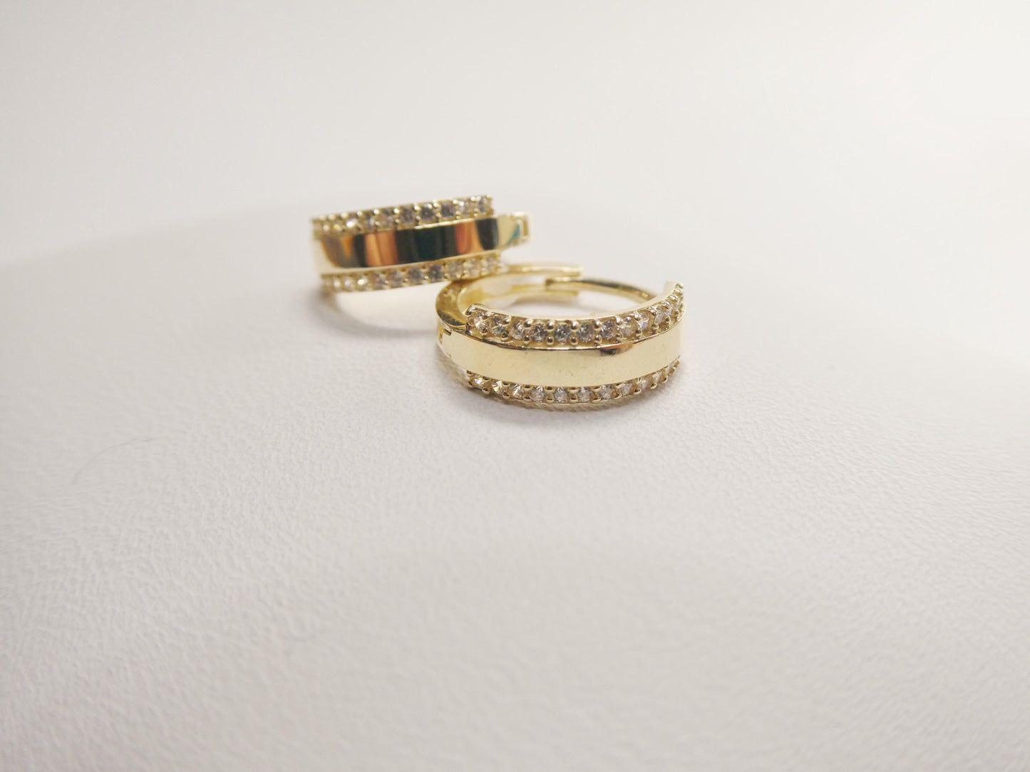 real 10k solid yellow gold designer hoop huggie earrings