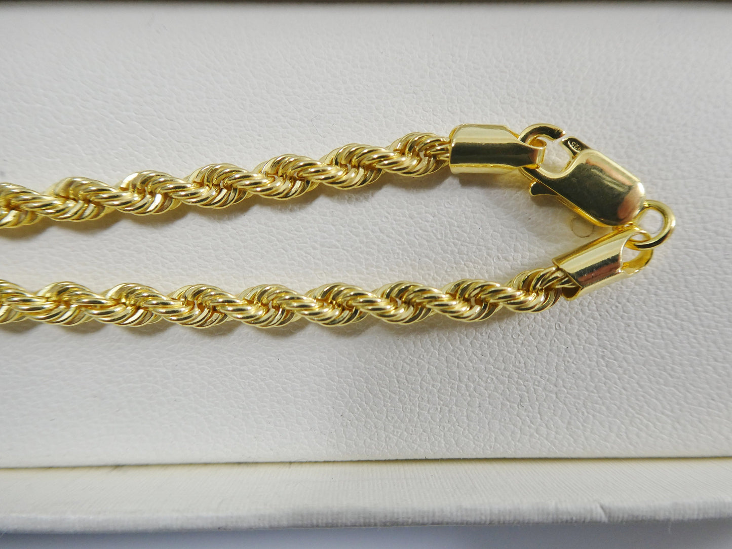 real 925 sterling silver rope chain 14k yellow gold finish