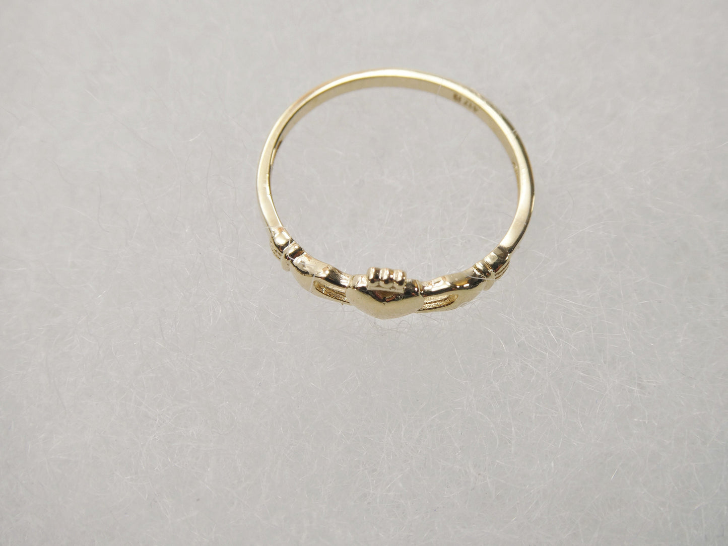 10k solid yellow gold women girl claddagh ring
