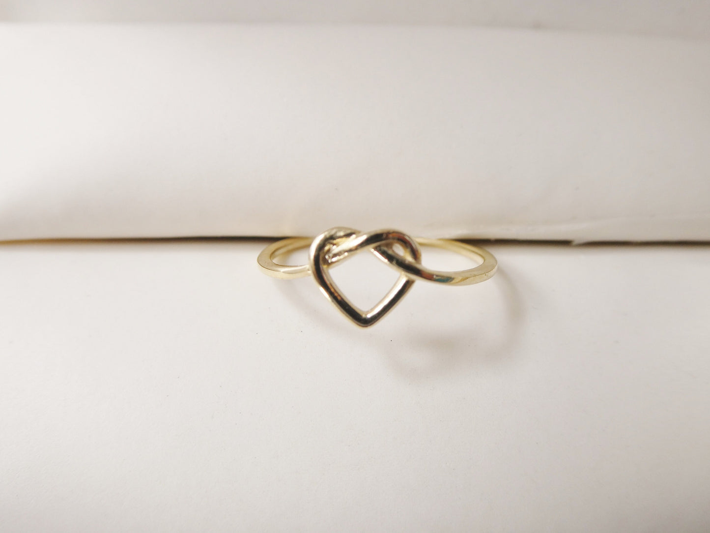 10k solid yellow gold baby children heart shaped love knot ring