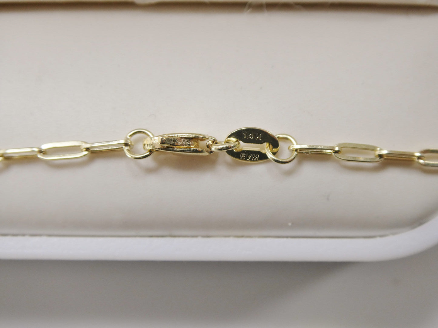14k real solid yellow gold tiny small 2mm paperclip chain necklace