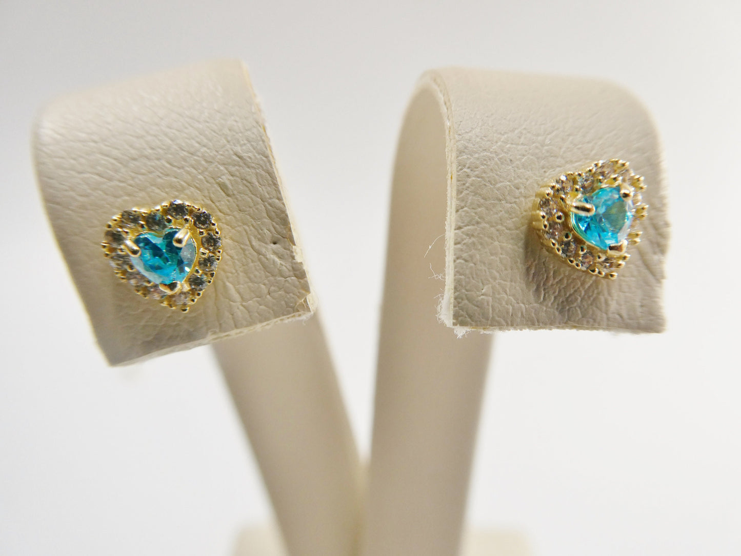 10k real solid yellow gold screw back children birth stone earring heart shape