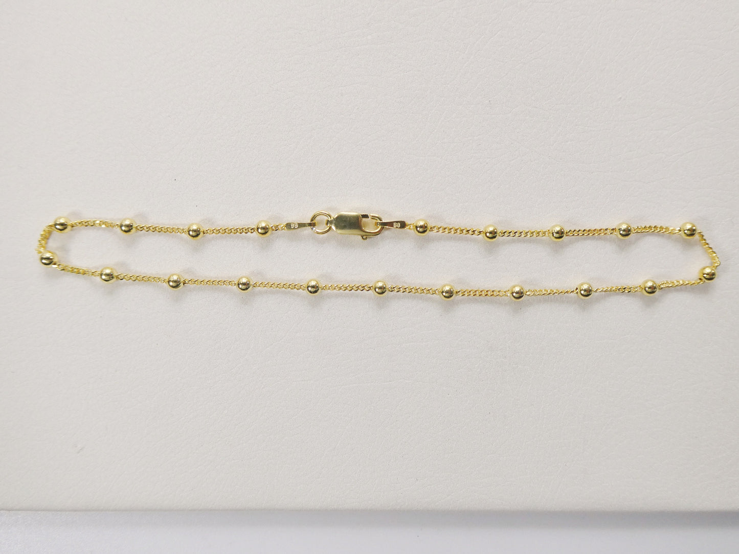 Real 925 sterling silver link ball 10 inch anklet 14k yellow gold finish