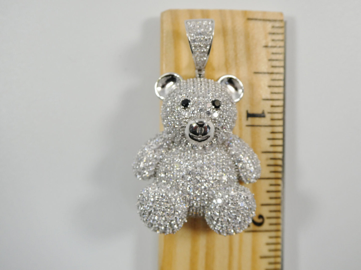 real 925 sterling silver teddy bear pendent and 2mm 20 inch moon cut chain