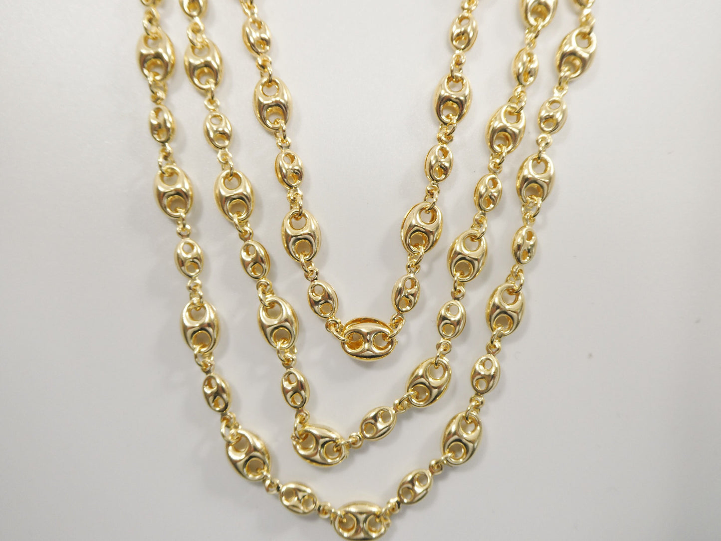 14k gold filled yellow gold puffed mariner necklace