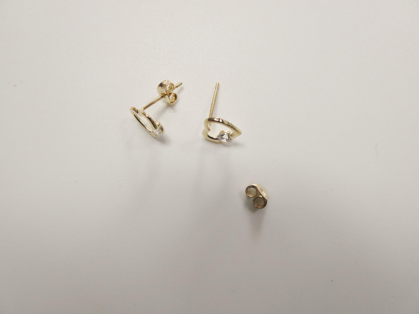 10k real solid gold heart push back earrings