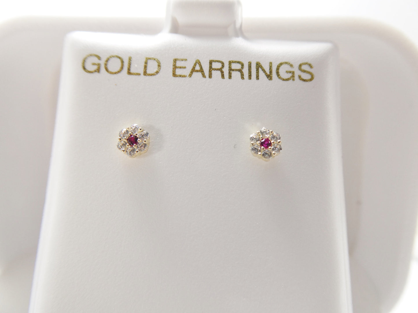 real 10k solid yellow gold tiny small flower push post stud earrings