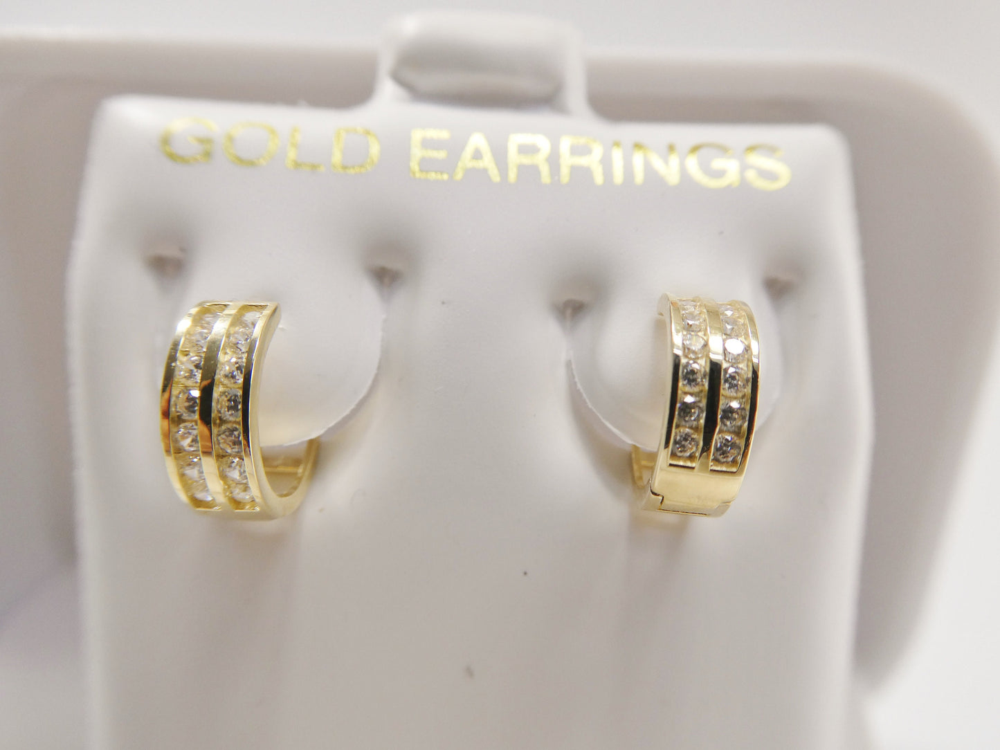 real 10k solid yellow gold tiny two line earring / cartilage daith hoop huggie earrings