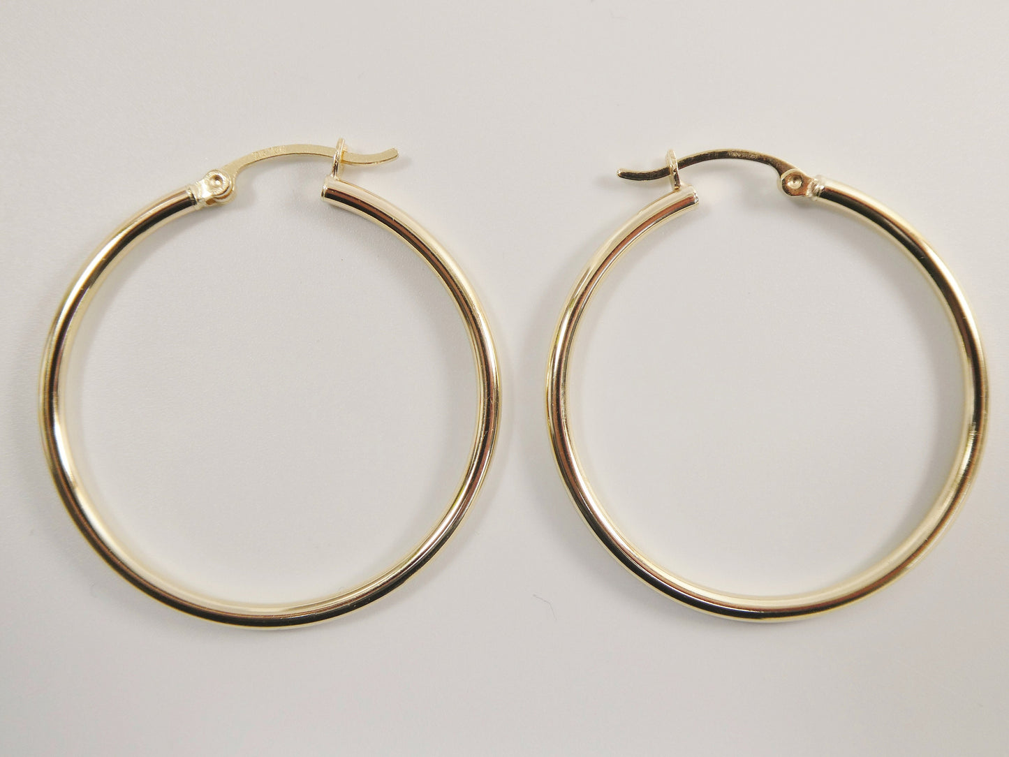 real 10k solid yellow gold plain high polish 35mm hoop earrings