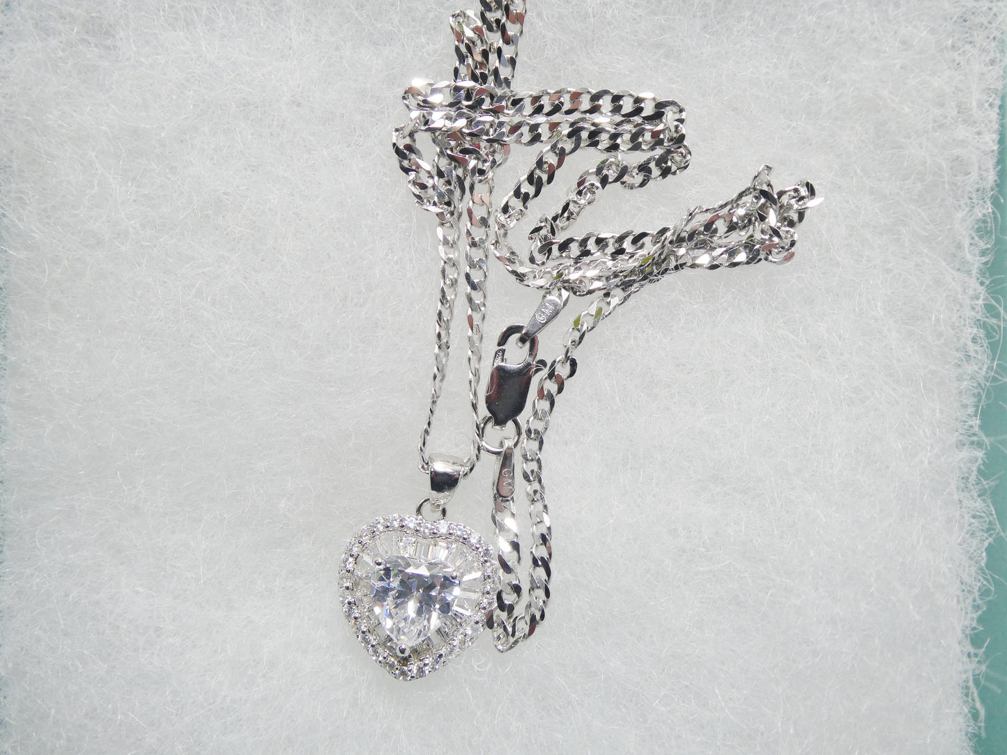 real 925 sterling silver sparking heart chain and pendent heart