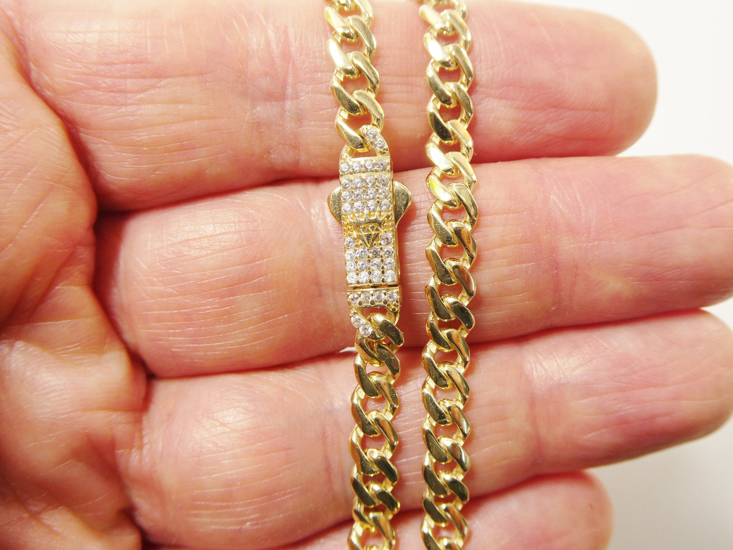real 10k solid yellow gold 5mm Monaco 7 / 8 inch bracelet
