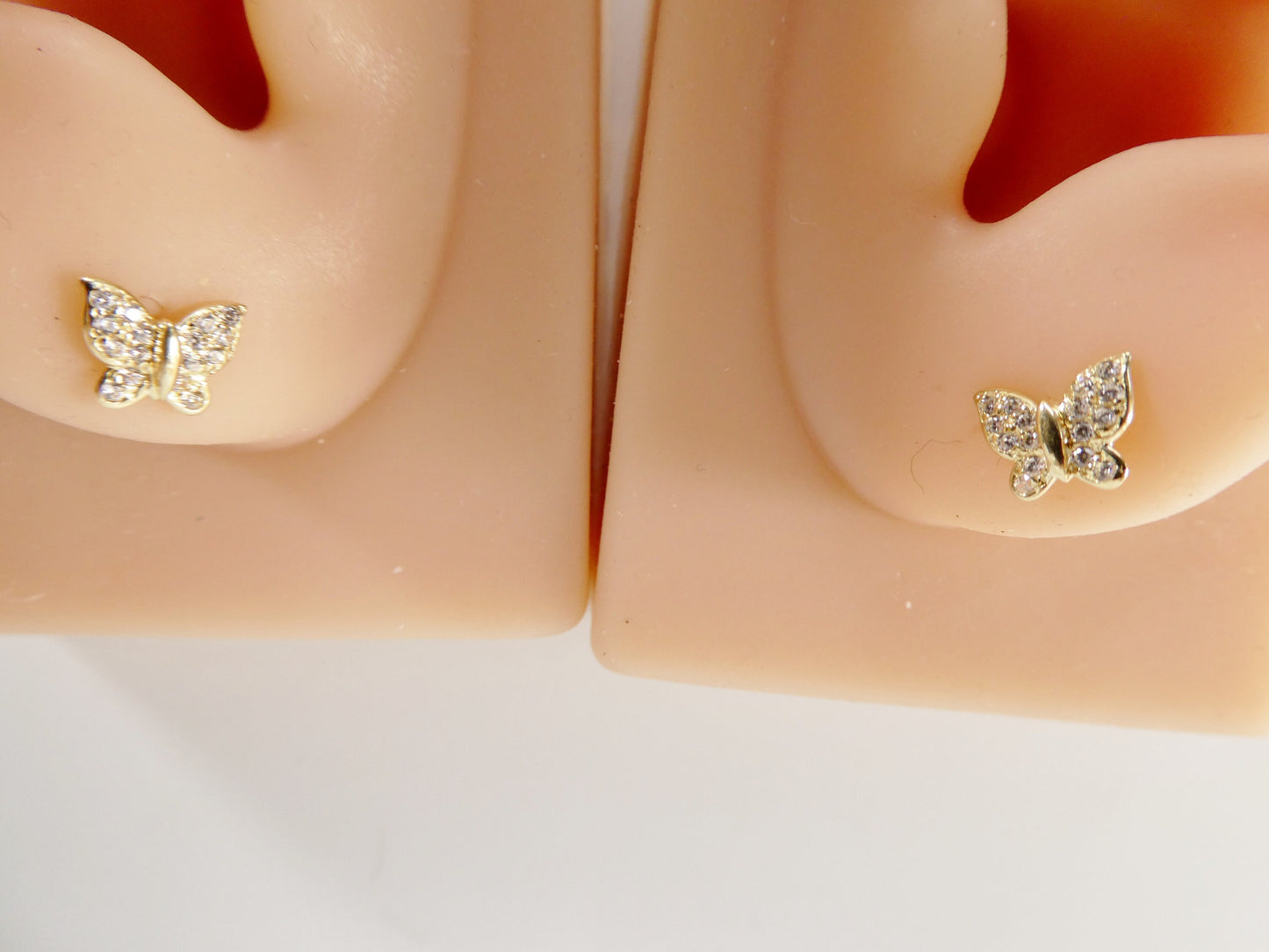 10k real solid gold kids butterfly screw post earrings