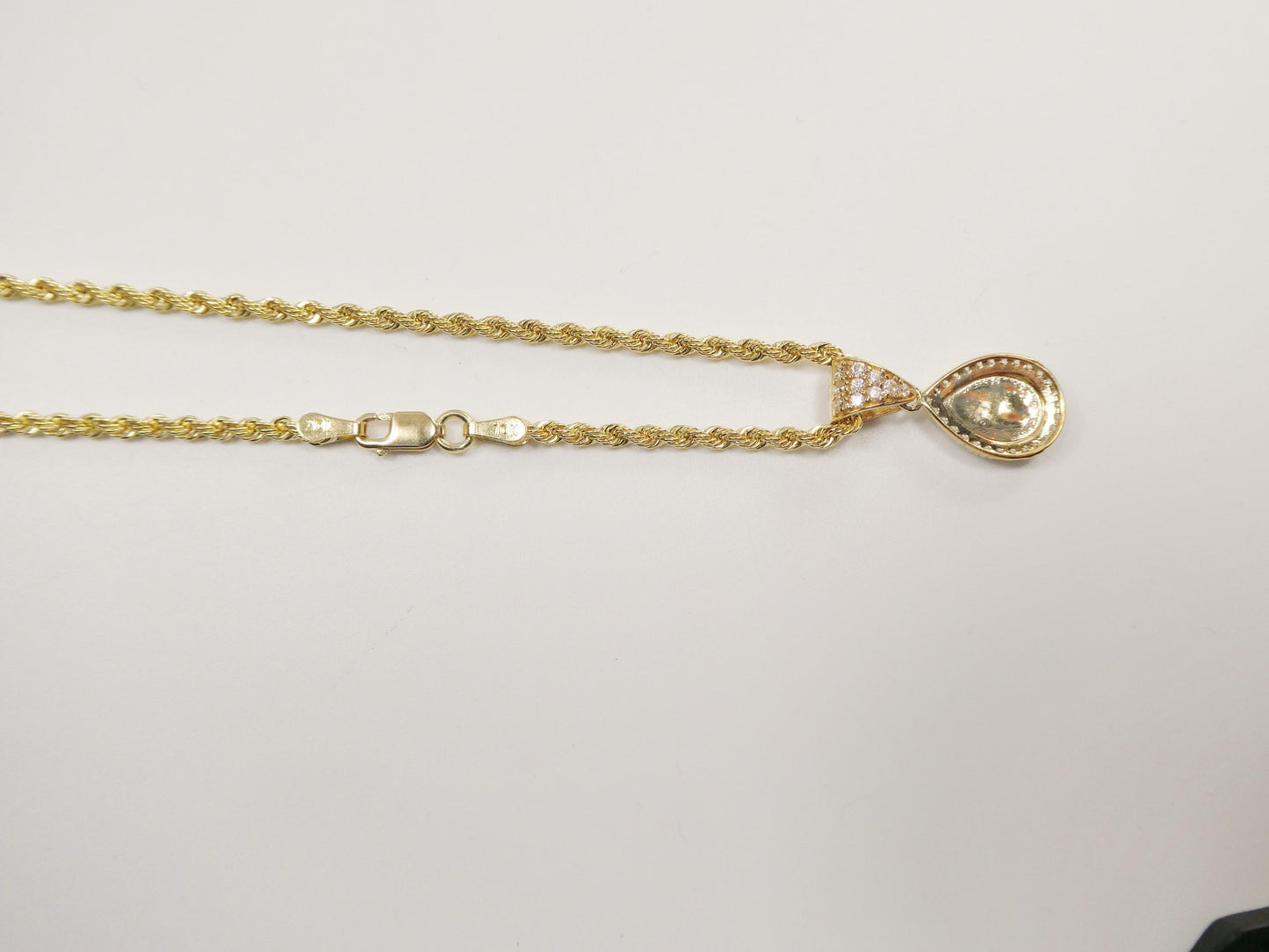 10k real solid yellow gold cross pendent and rope necklace