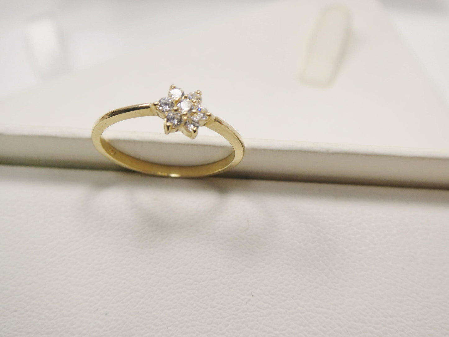 real 10k solid yellow gold women's classic micro pave setting ring
