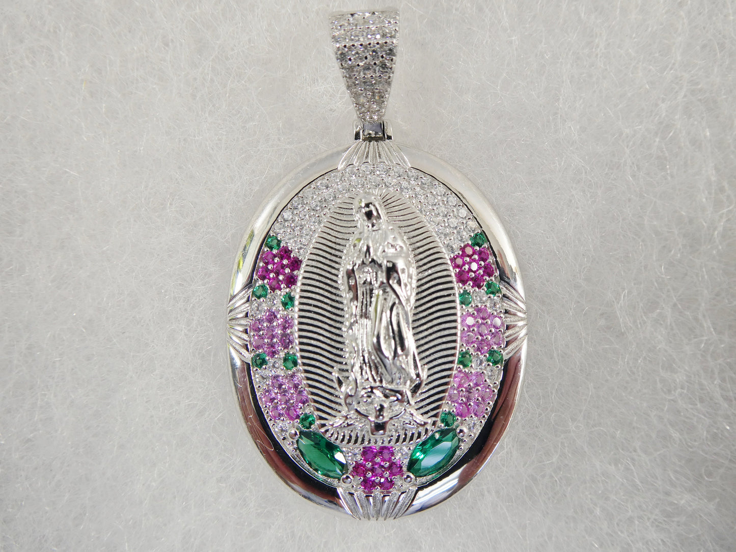 real 925 sterling silver large guadalupe virgin mary medallion pendent