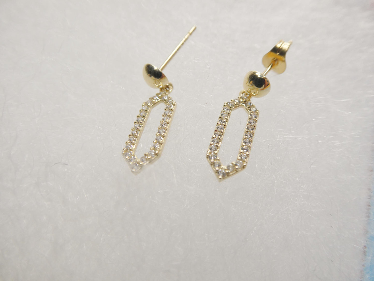 real 10k solid yellow gold design paperclip push post earrings