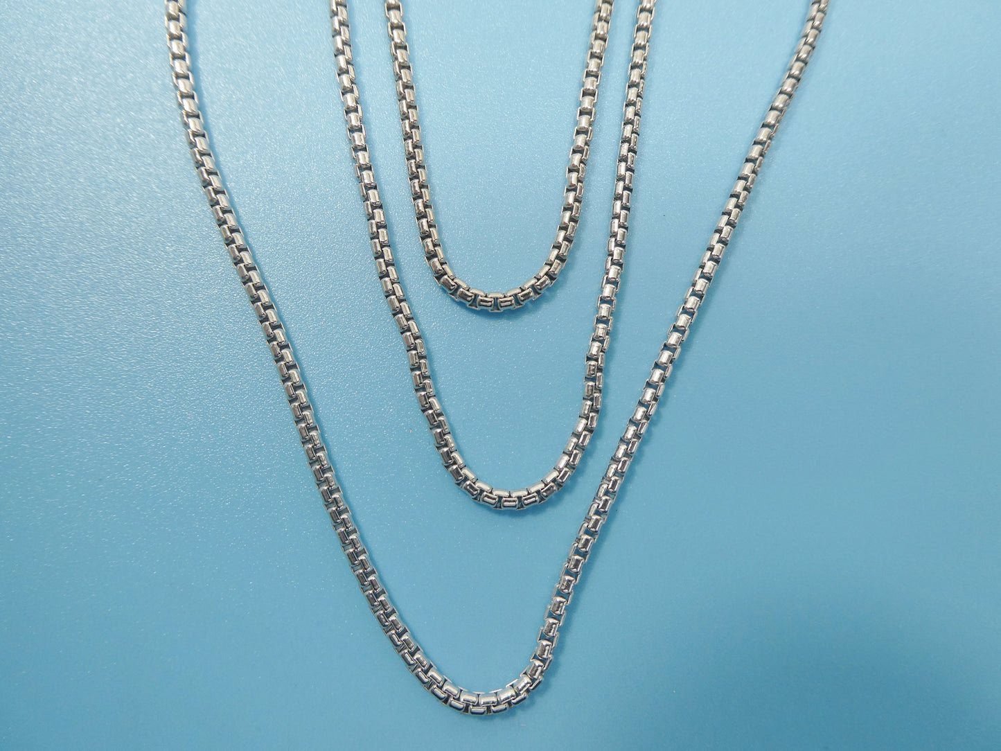 real 925 sterling silver round box chain 14k white gold tone finish