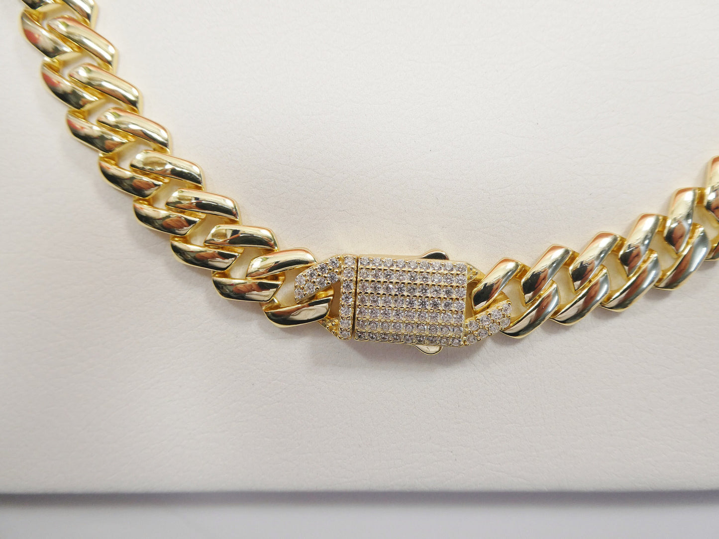 12MM real solid 925 sterling silver 14K yellow gold color Monaco bracelet