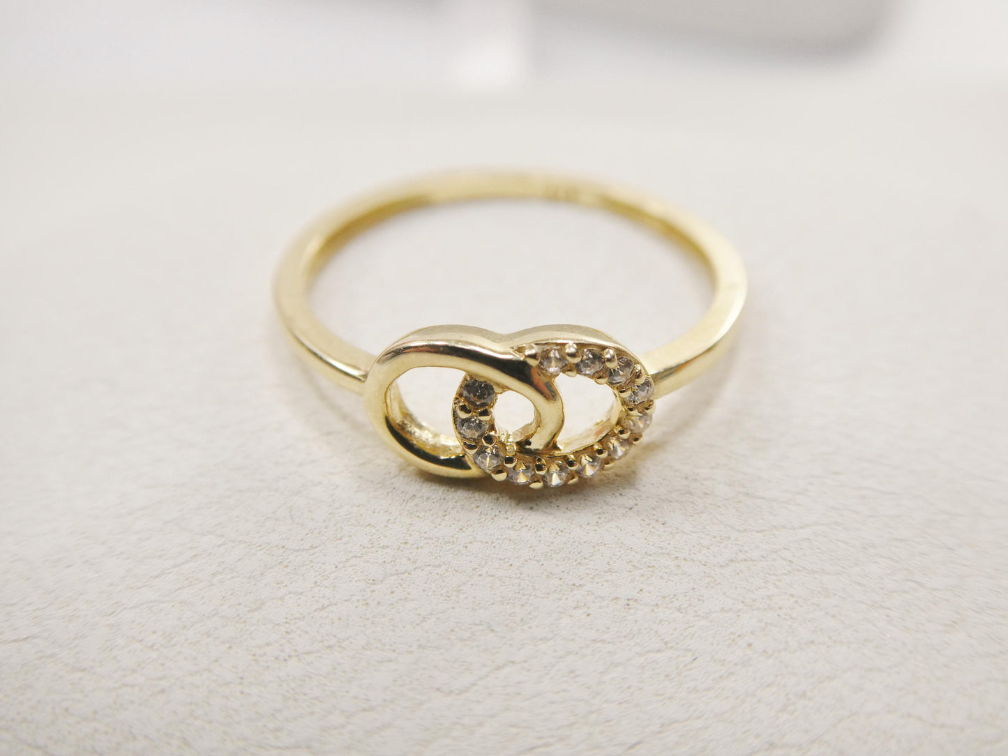real 10k solid yellow gold women's classic micro pave setting ring