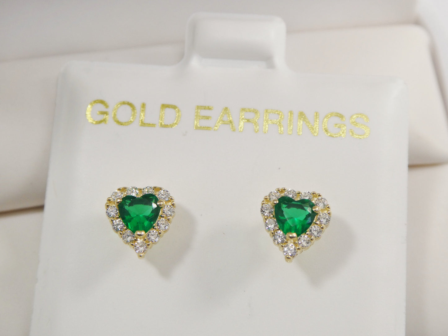 10k real solid yellow gold screw back children birth stone earring heart shape