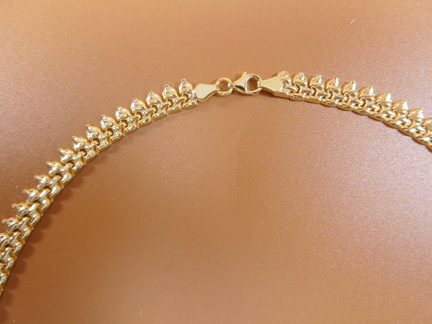 14k yellow gold tone color Cleopatra necklace over real 925 sterling silver