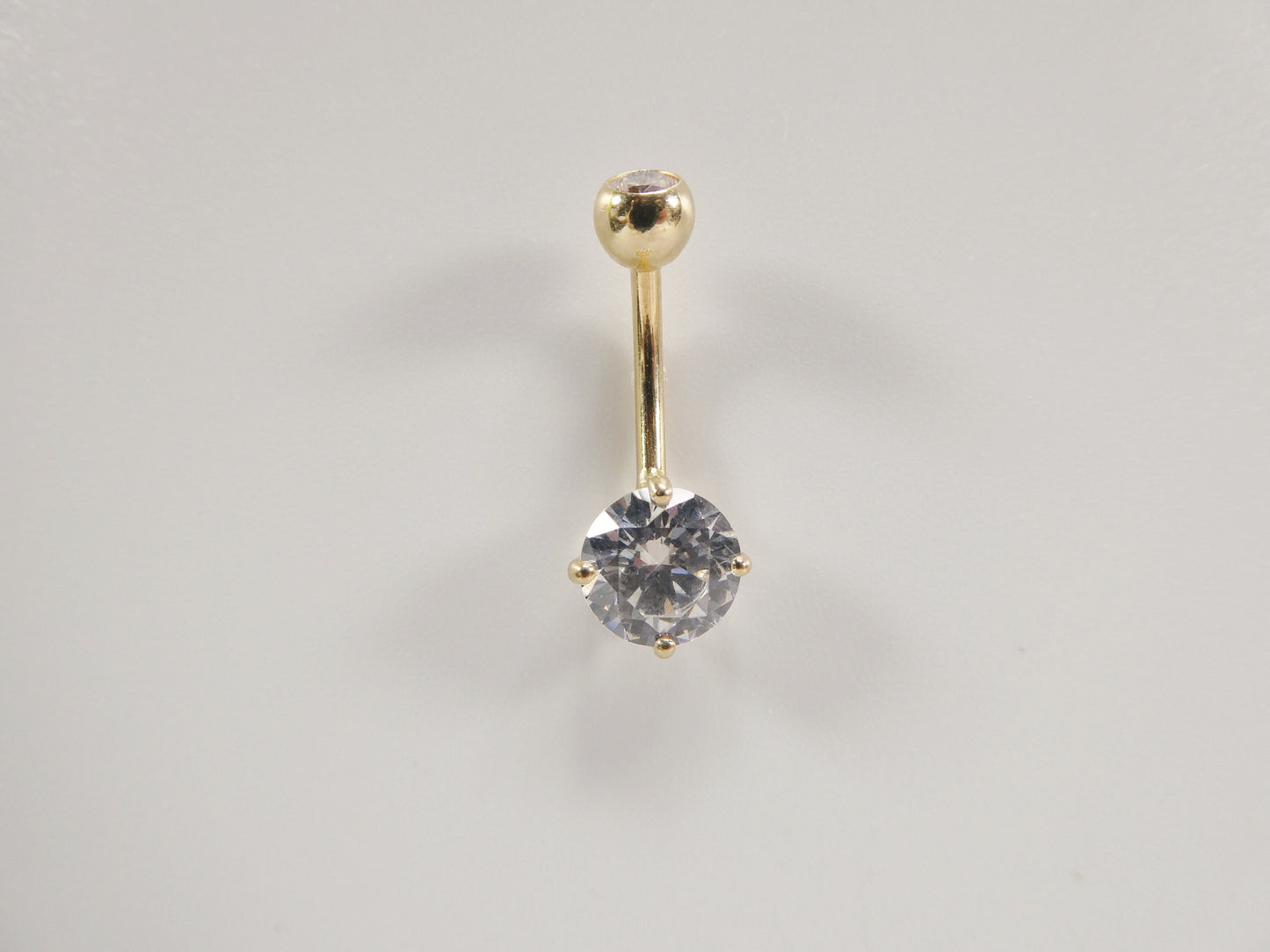 14k real solid yellow gold 8mm stone dangling belly button ring piercing