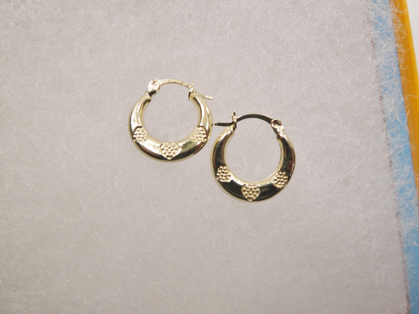 10k real solid yellow gold 14mm classic design children hoop earrings