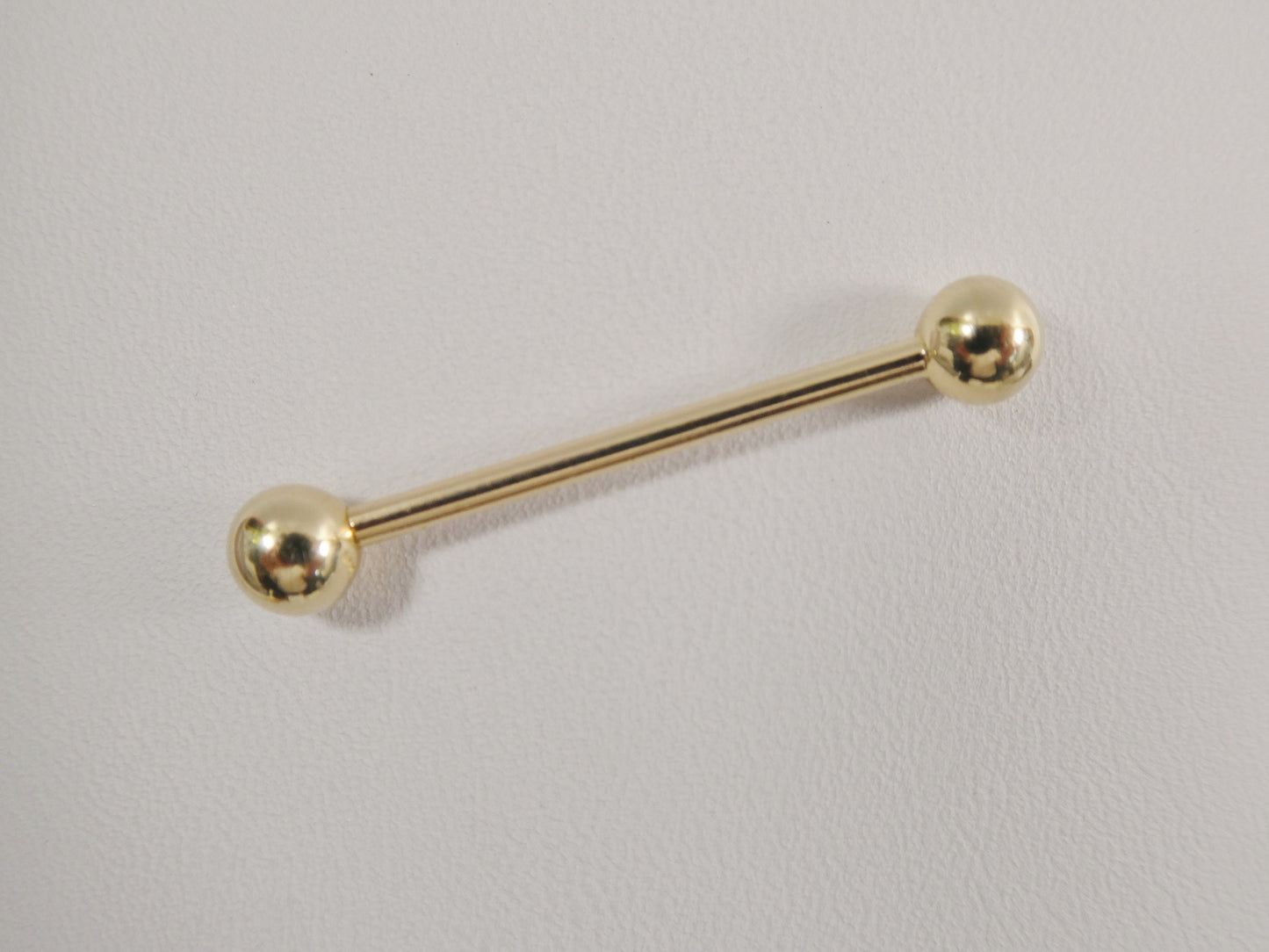 14k real solid yellow gold 20MM / 22MM straight barbell tongue belly button ring piercing