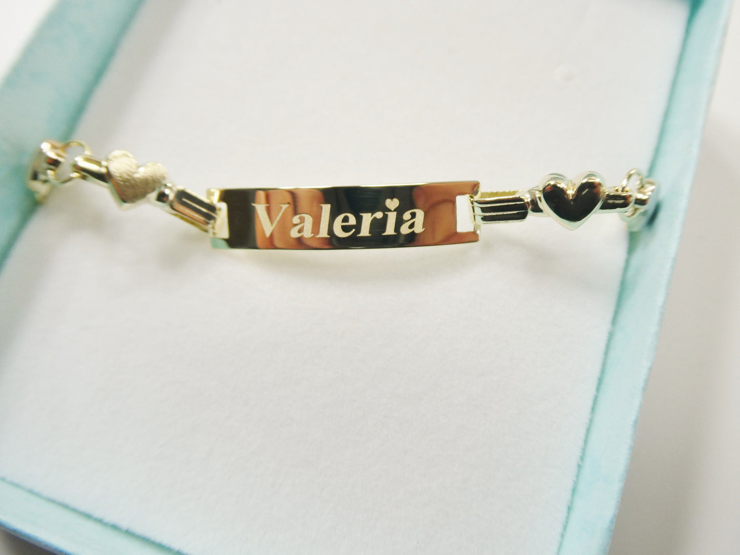 10K real solid yellow gold heart 6 inch baby ID bracelet