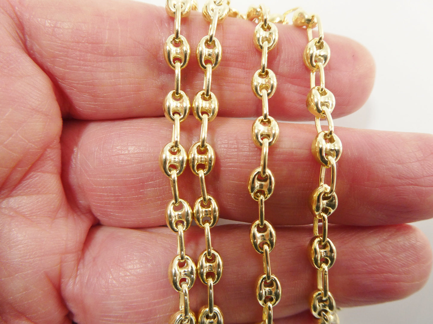 real 925 sterling silver solid anchor puff chain 14k yellow gold finish