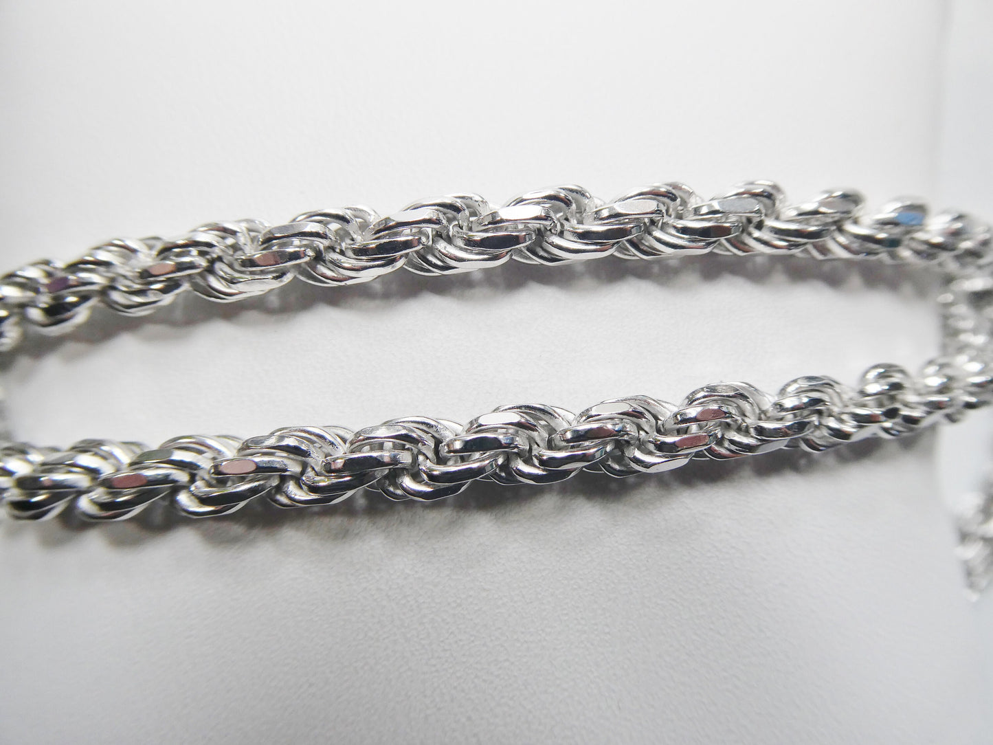 real 925 sterling silver 5MM rope chain 14k white gold finish gold finish