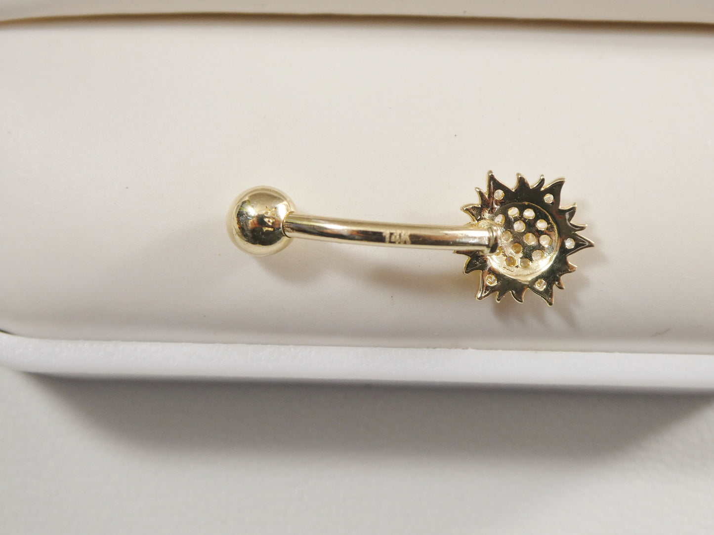 14k real solid yellow gold sun belly button ring piercing