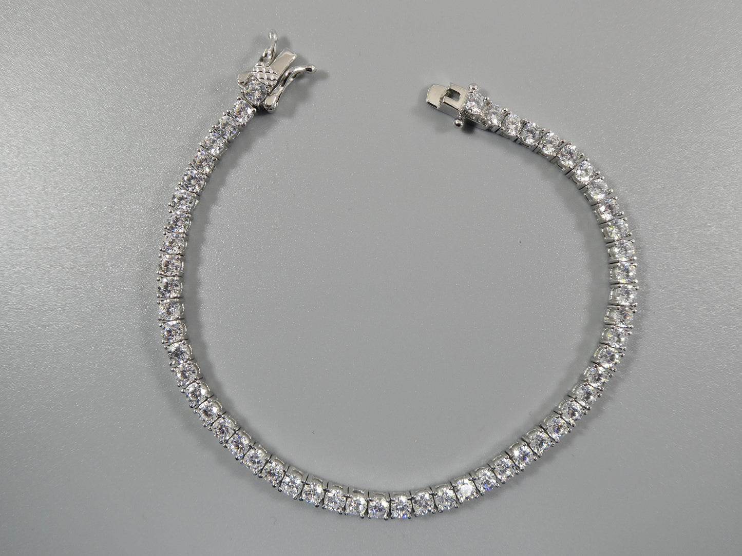real 925 sterling silver tennis bracelet 3mm / 4mm / 5mm white gold finish