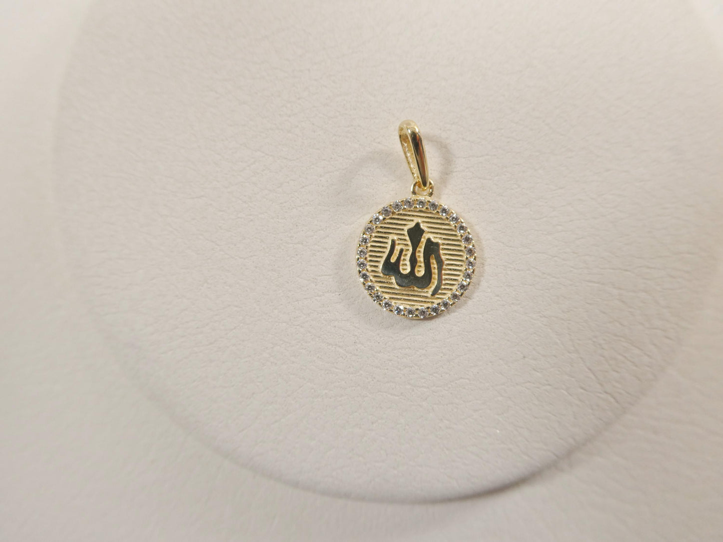 14k real solid yellow gold muslim pendent and rope necklace