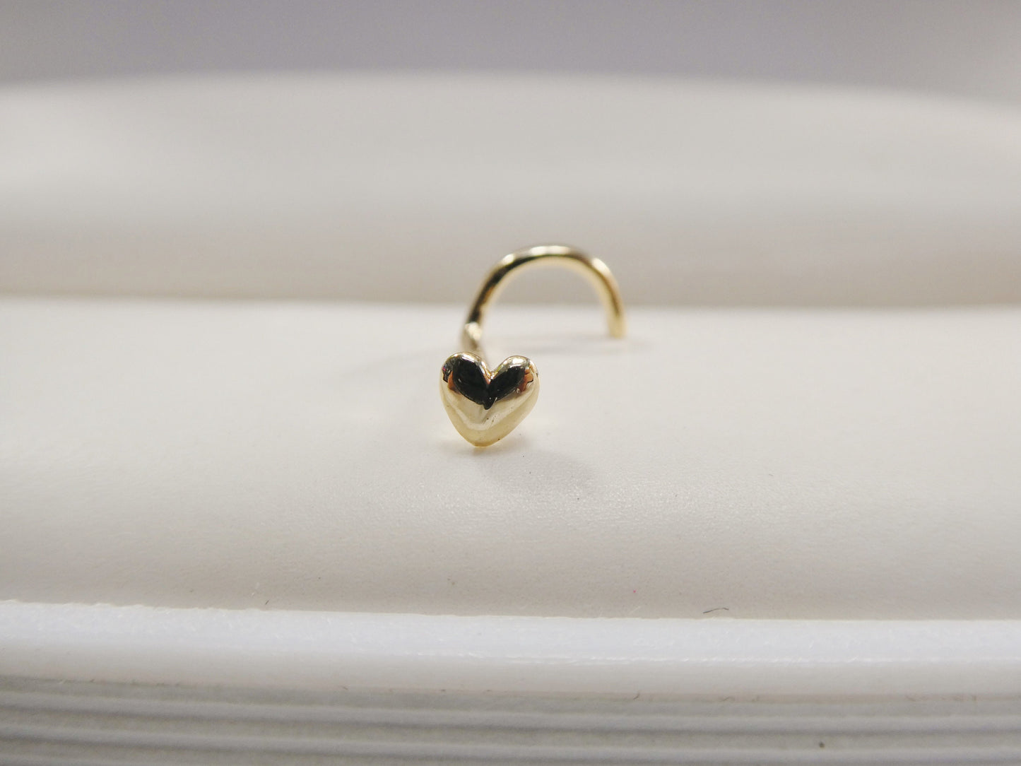 14k real solid yellow gold twist shape heart nose ring