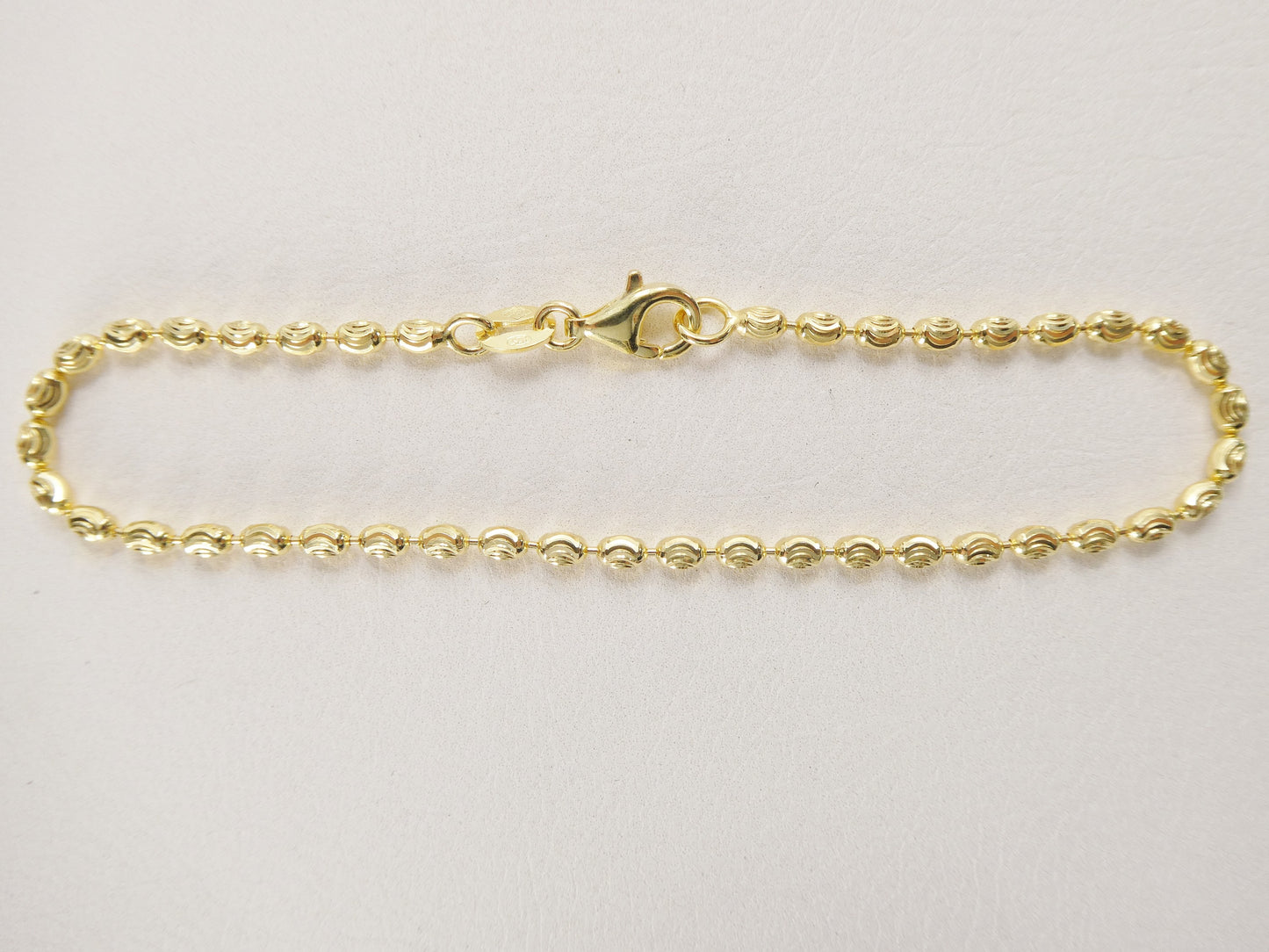 Real 925 sterling silver 7 inch bead bracelet 14k yellow gold finish