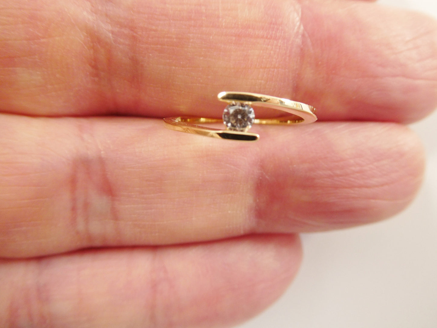 real 14k solid yellow gold women's classic micro pave setting pinky ring