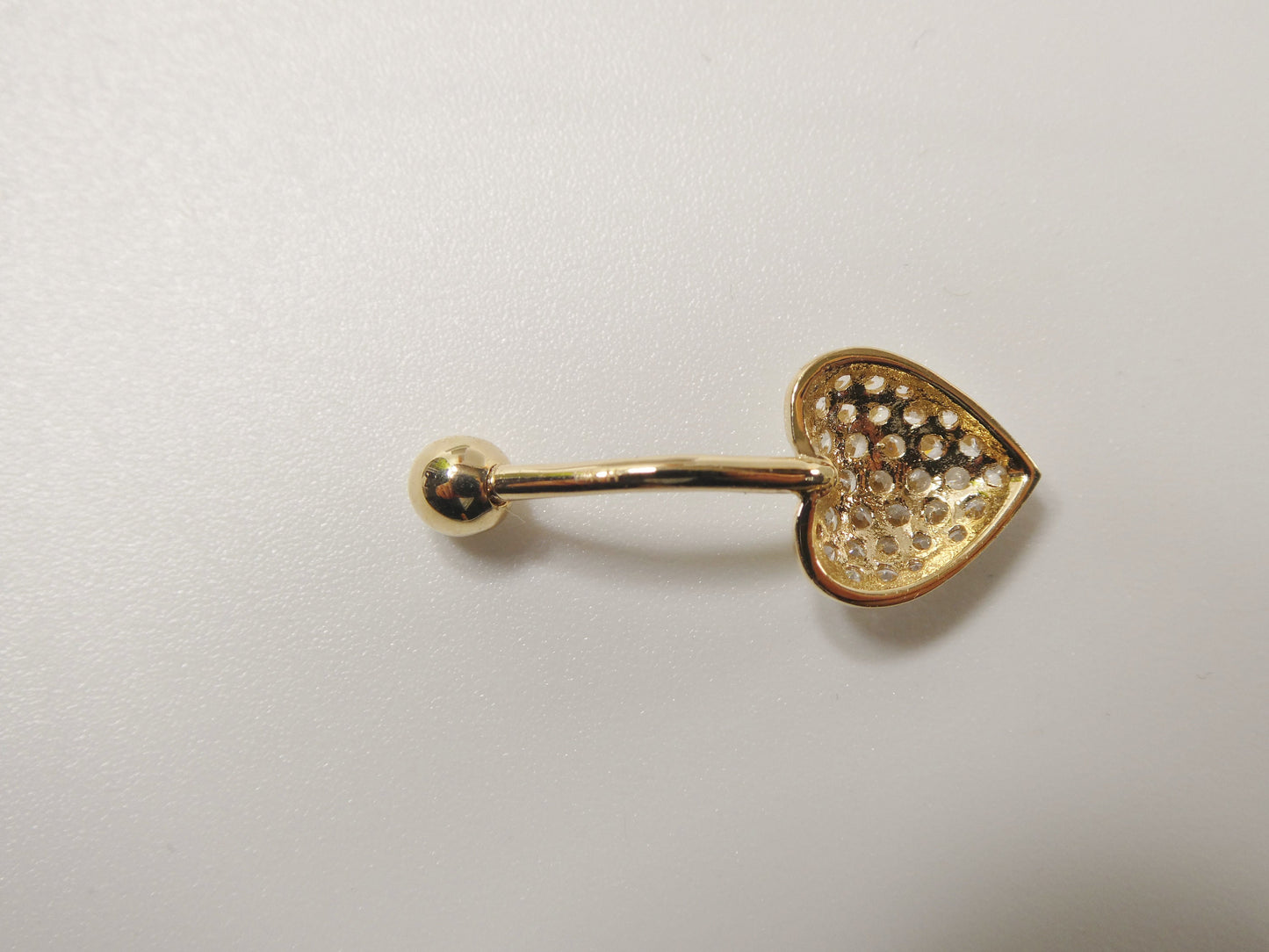 14k real solid yellow gold heart belly button ring piercing