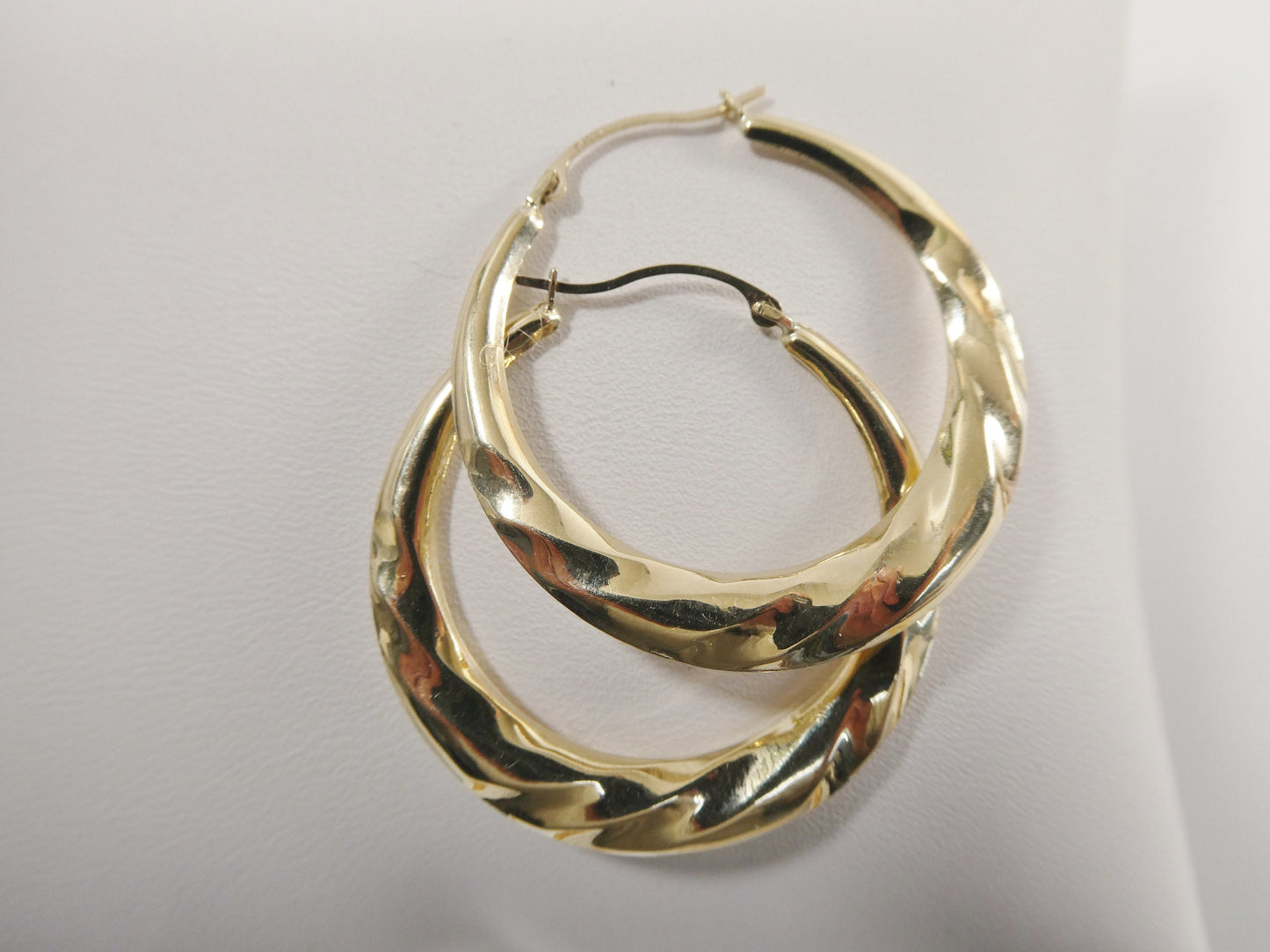 10k real solid yellow gold 32MM classic design hoop earrings