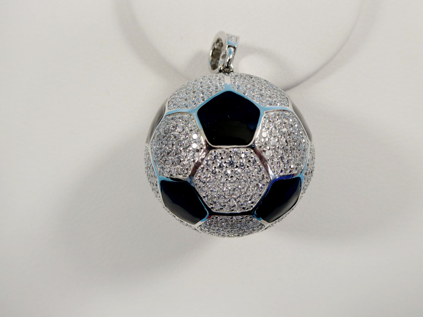 real solid 925 sterling silver heavy large soccer ball pendent