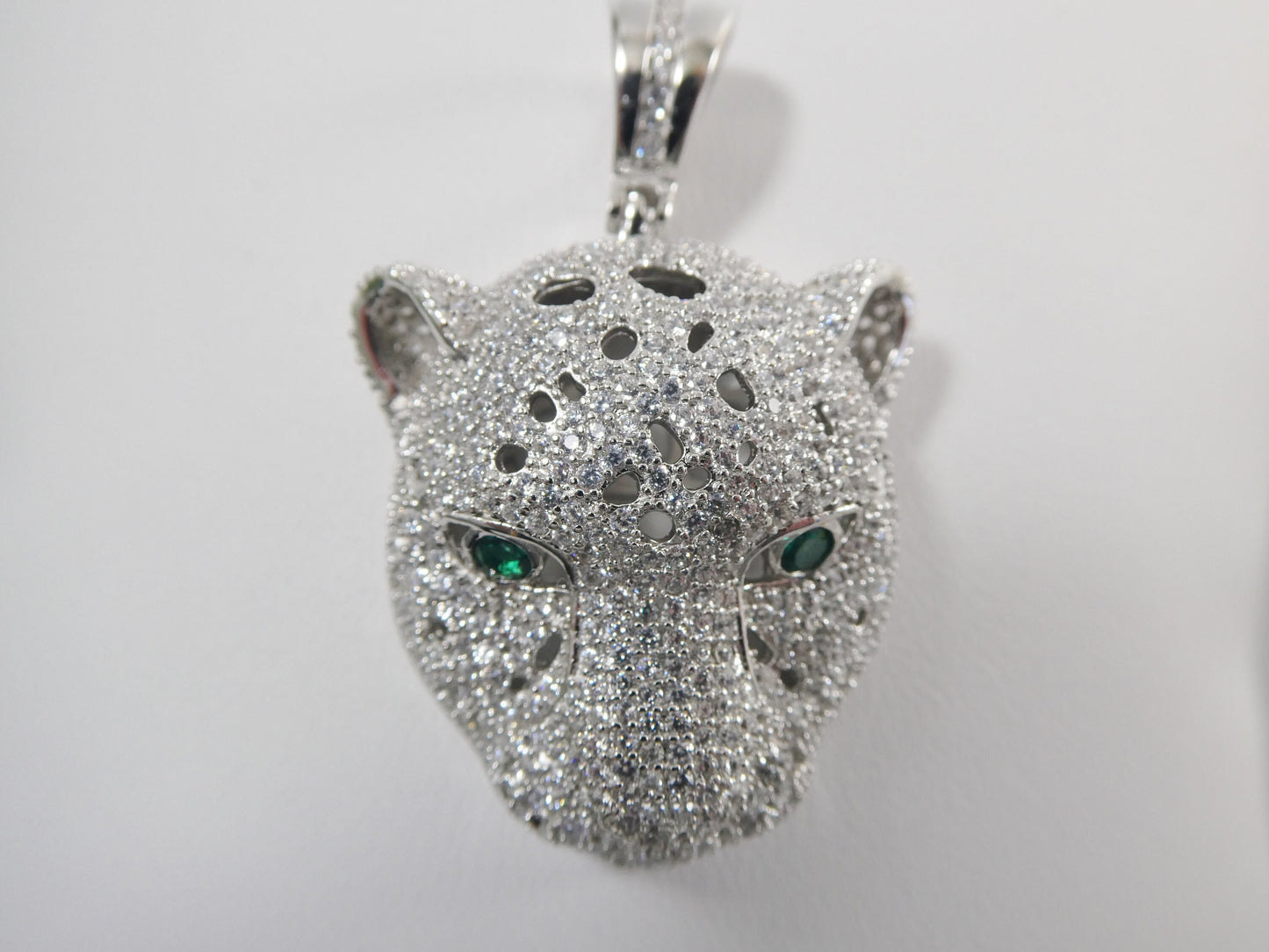 real 925 sterling silver full stone setting large panther pendent