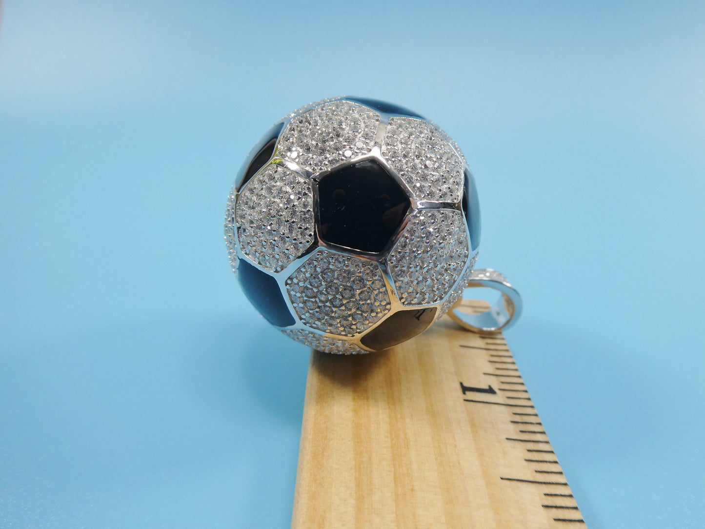 real solid 925 sterling silver heavy large soccer ball pendent