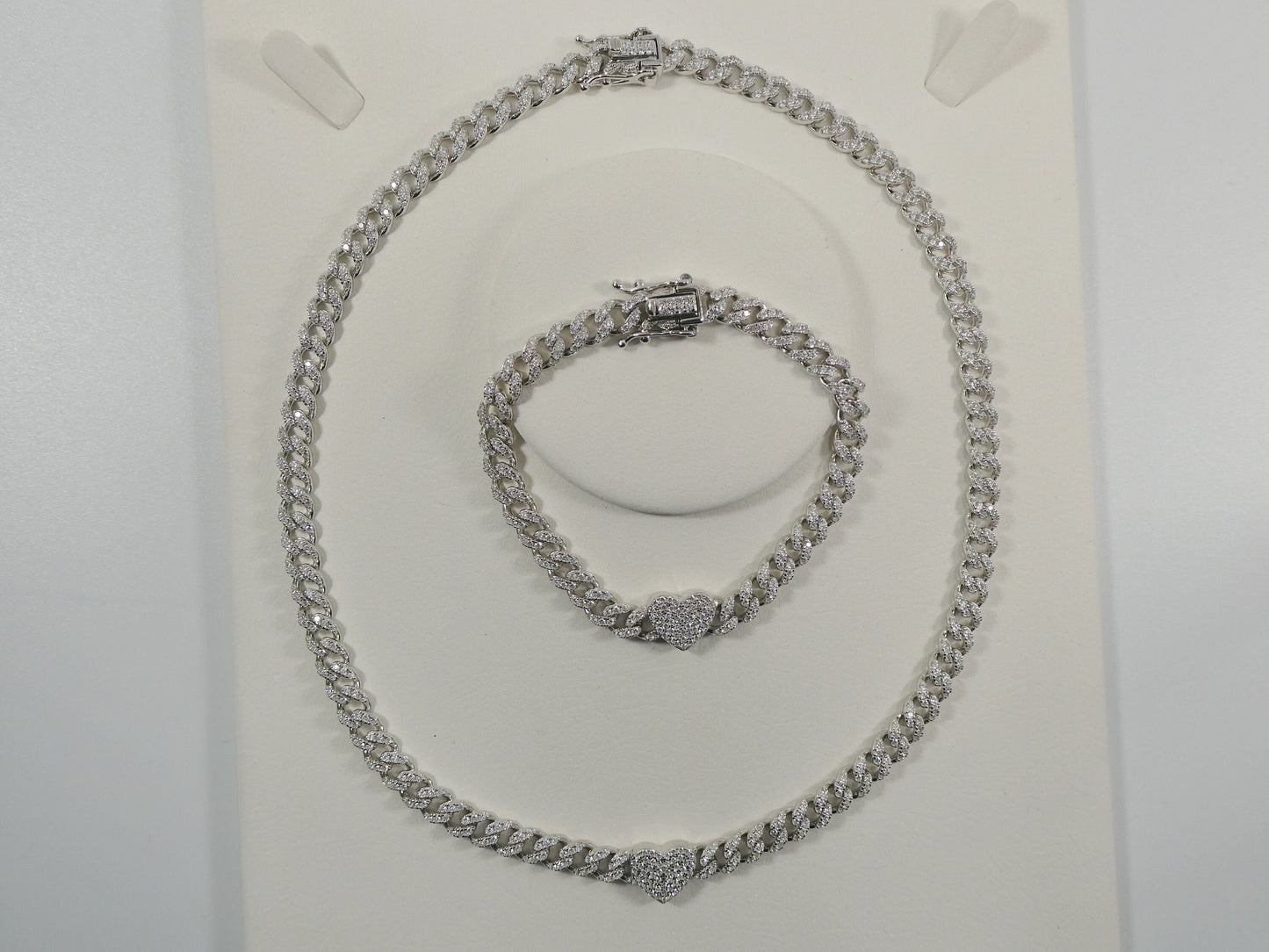 real 925 sterling silver full stone prong setting heart center