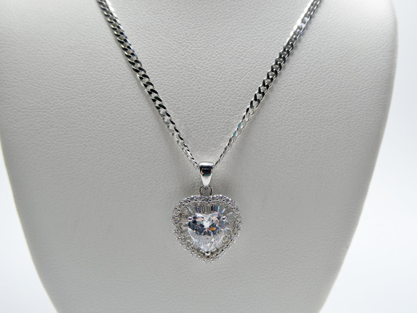 real 925 sterling silver sparking heart chain and pendent heart