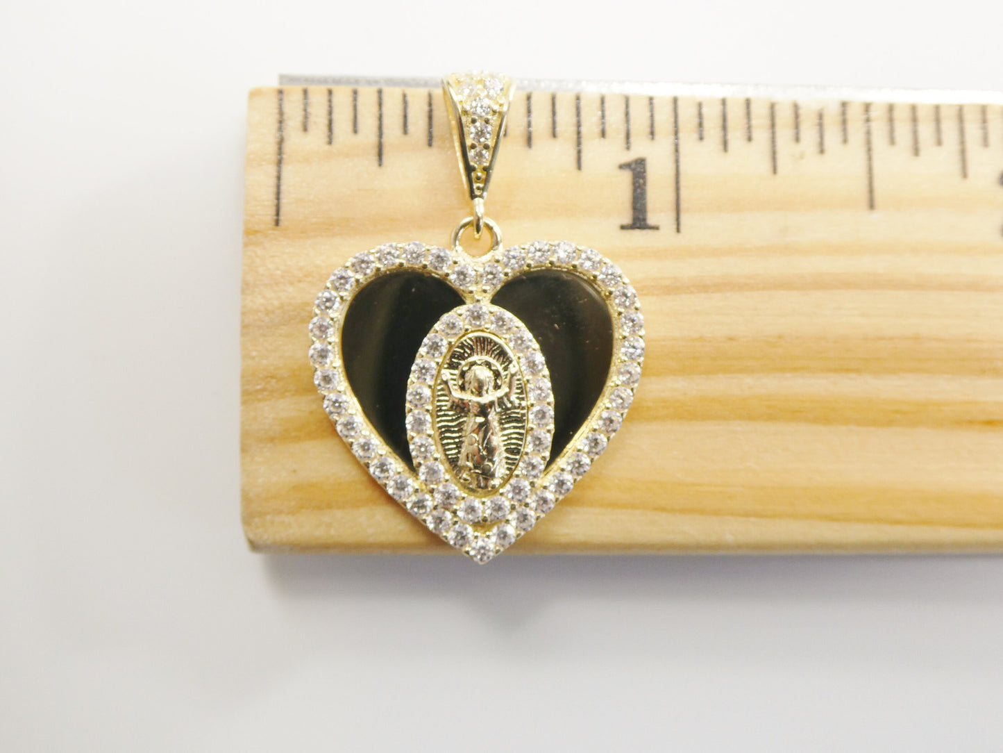 14k real solid yellow gold divino nino heart charm pendent