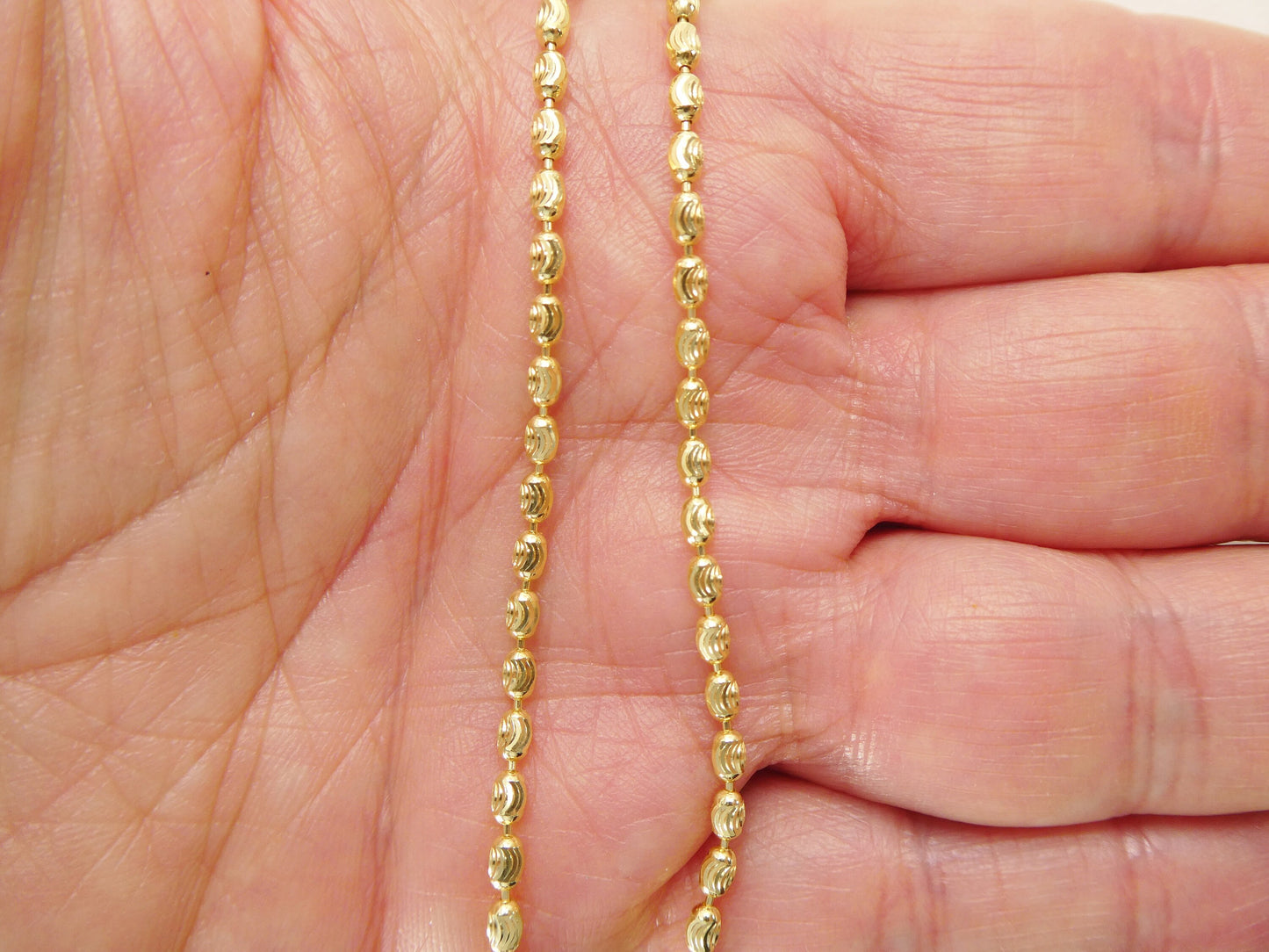Real 925 sterling silver 7 inch bead bracelet 14k yellow gold finish
