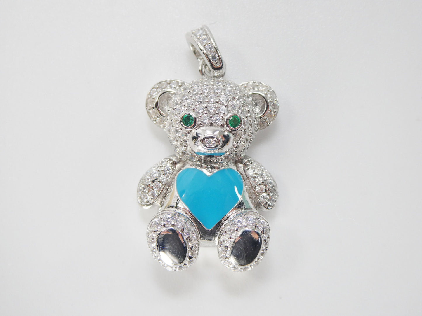 925 sterling silver enamel color teddy bear pendent charm